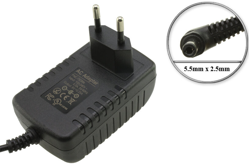 Адаптер (блок) питания 8V, 2.25A, 20W, 5.5mm x 2.5mm (Au-79DMe, PN-79DMW), встр. вилка, для POS-терминала Hypercom, Verifone, Ingenico и др.