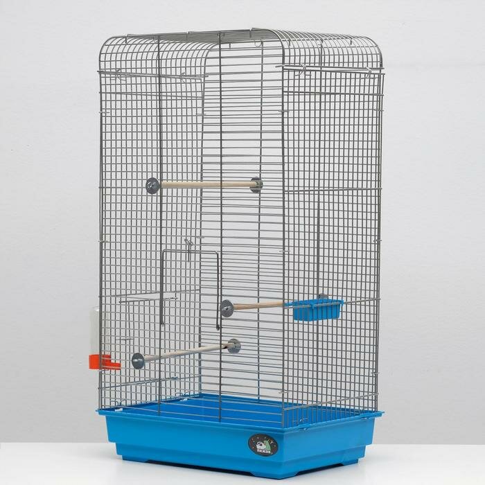 Клетка для птиц "Пижон" №102, хром, укомплектованная, 41х30х76 см, бирюзовая - фотография № 16