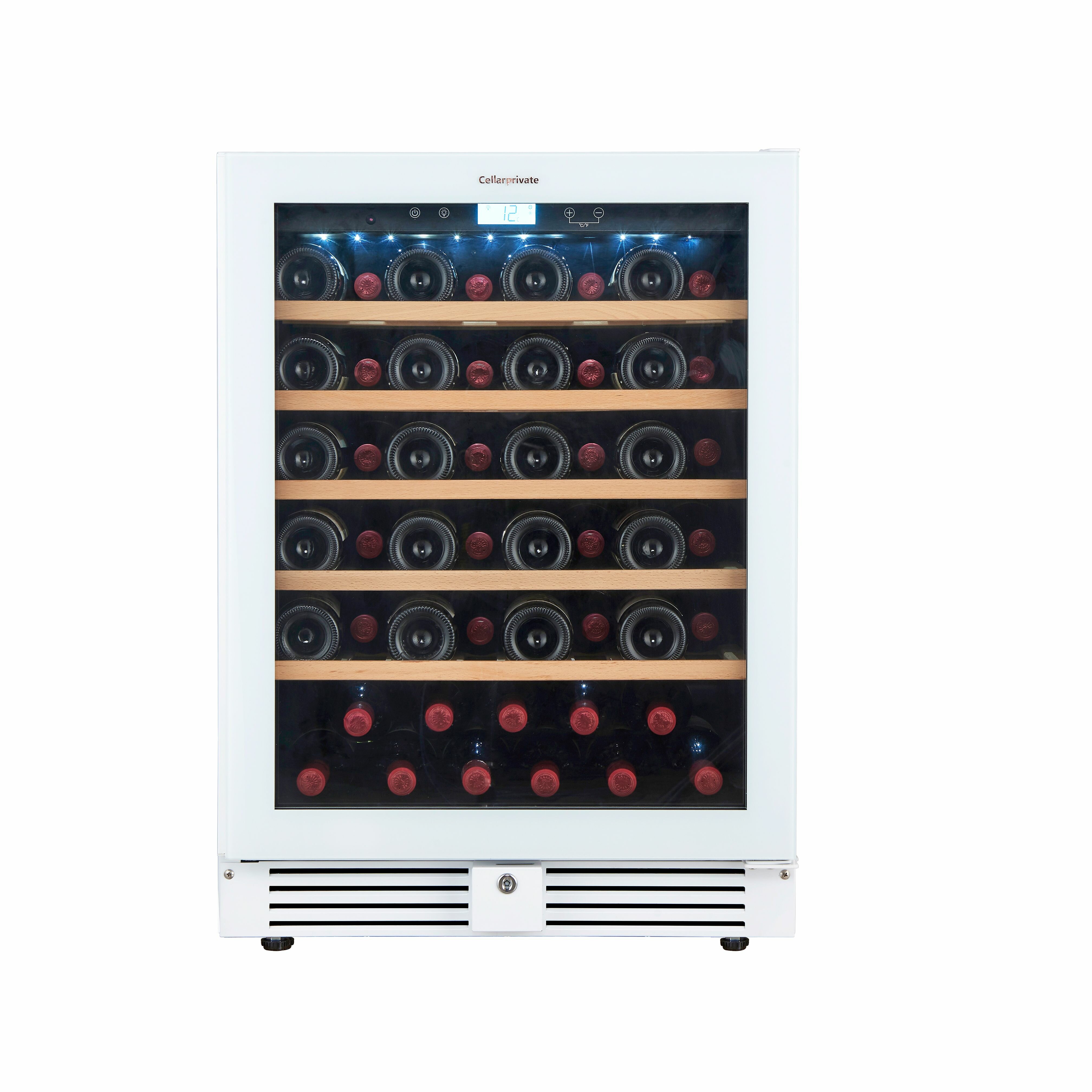 Винный шкаф Cellar Private CP051-1TWH, встраиваемый, однотемпературный, скрытая ручка, 51бут, белый. - фотография № 1