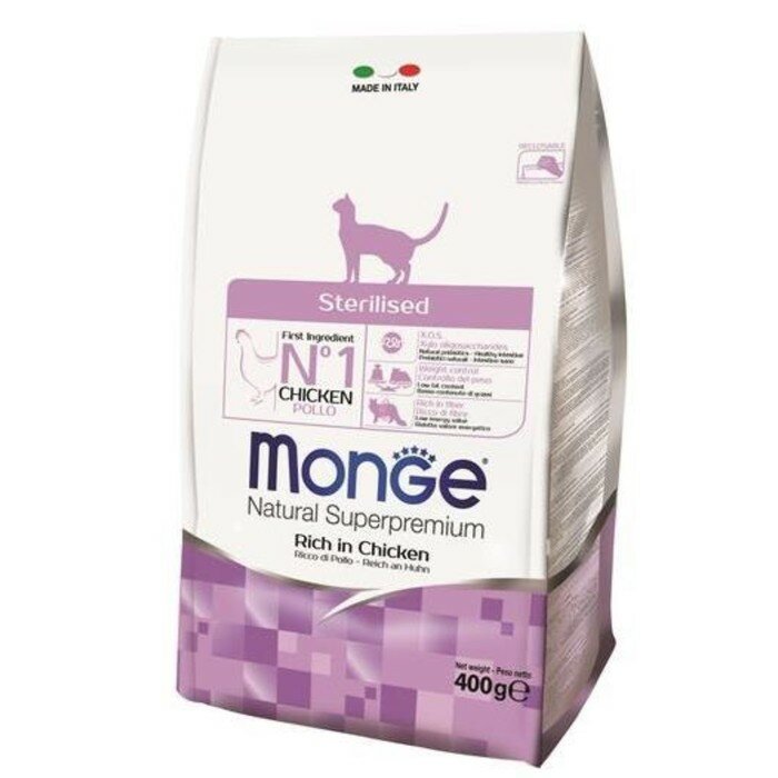 Сухой корм Monge Cat Sterilised для стерилизованных кошек, 400 г - фотография № 1