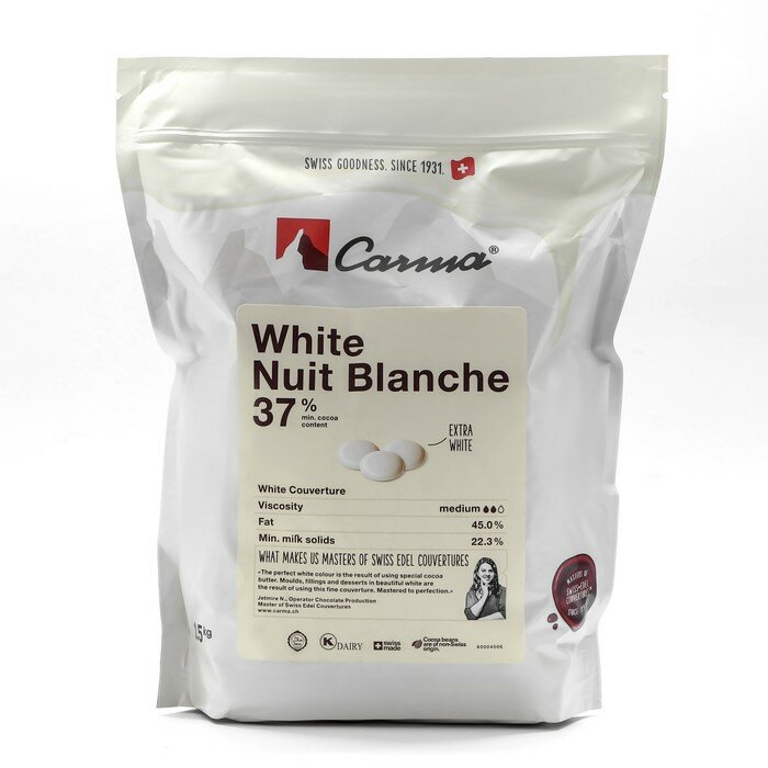 Белый шоколад Carma White Nuit Blanche, 37% какао, 1,5 кг - фотография № 1