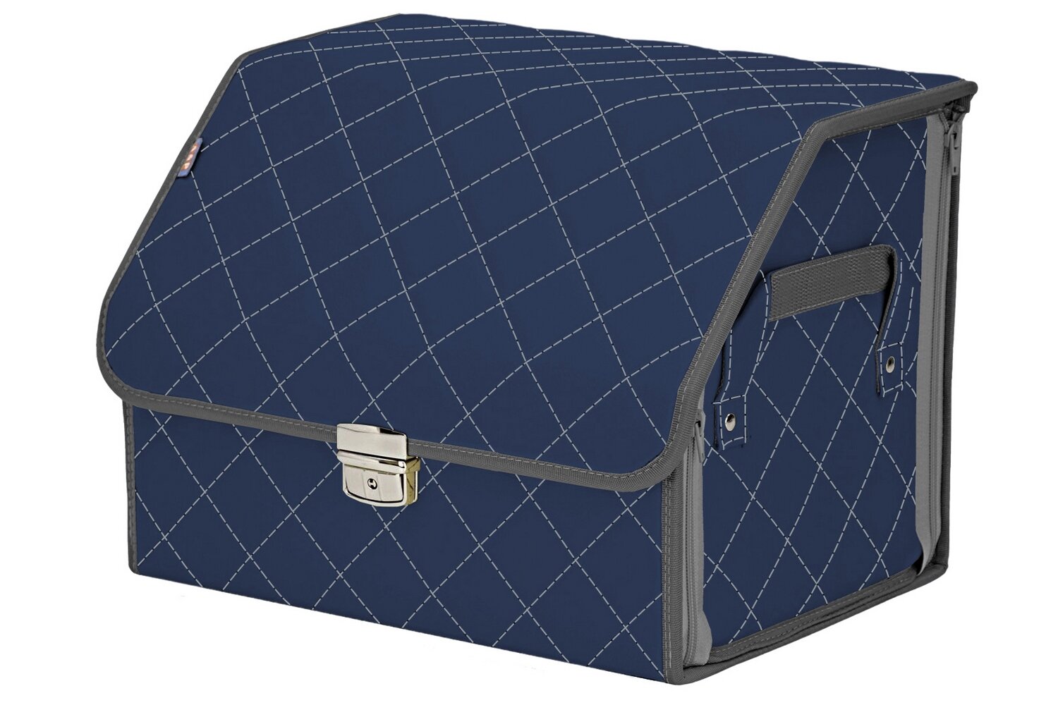 Органайзер-саквояж в багажник "Союз Премиум" (размер M). Цвет: синий с серой прострочкой Ромб.