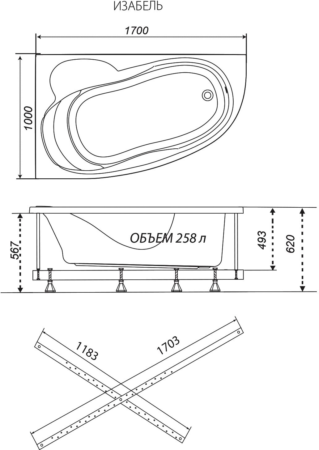 Ванна тритон бриз размеры