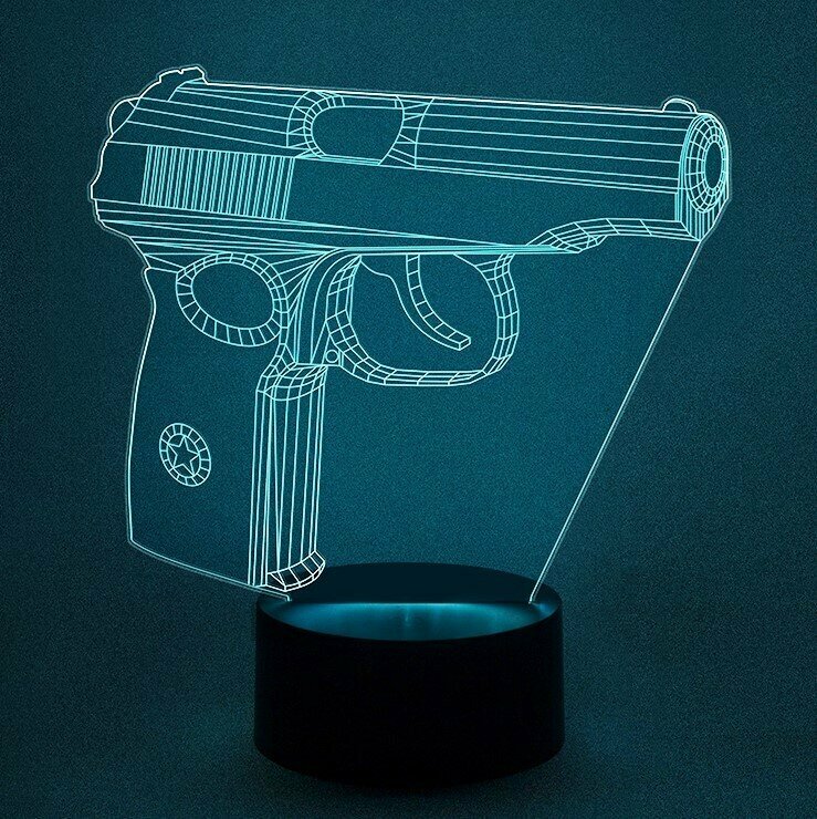 Ночник детский 3D Светильник Пистолет