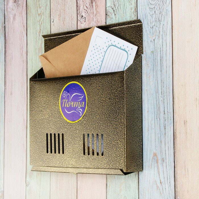 One Day Ящик почтовый без замка (с петлёй), горизонтальный «Широкий», бронзовый - фотография № 2