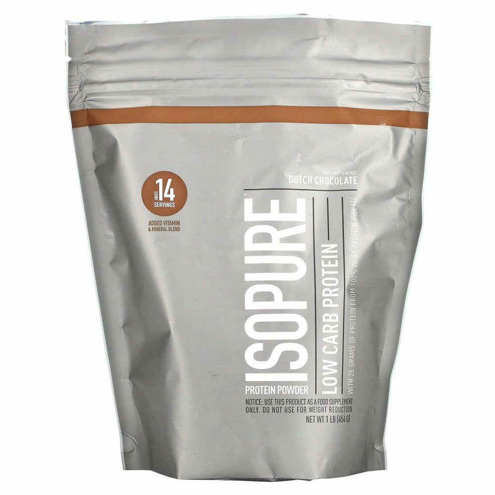 Isopure, Low Carb Protein Powder, Dutch Chocolate, 1 lb (454 g)