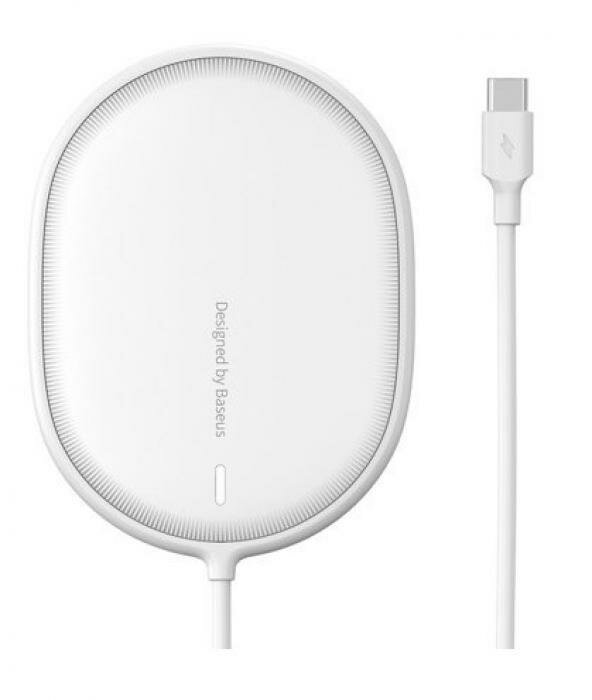 Беспроводное зарядное устройство Baseus Light Magnetic Wireless Charger WXQJ-02 для iPhone 12, c кабелем Type-C 1.5m (white)