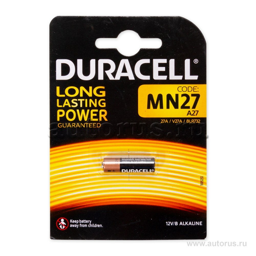 Батарейка алкалиновая duracell security mn27 bl-1, a27 bp-1 a27 12v упаковка 1 шт. security mn27 bl-1, a27 bp-1