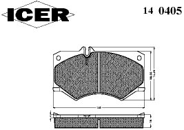 Комплект тормозных колодок диско Icer 140405 Mercedes-Benz: 6014208720 0014201420 0015868942 0034200720 0044201420