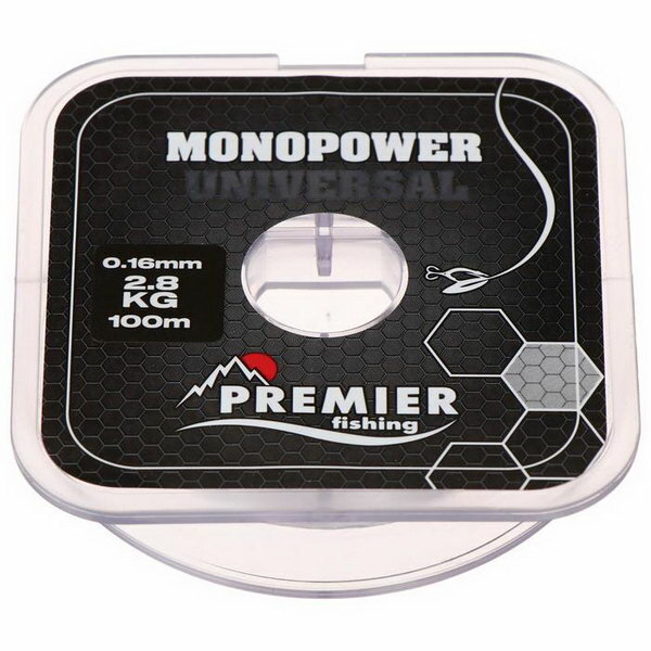 Леска Preмier fishing MONOPOWER Universal диаметр 0.16 мм тест 2.8 кг 100 м прозрачная