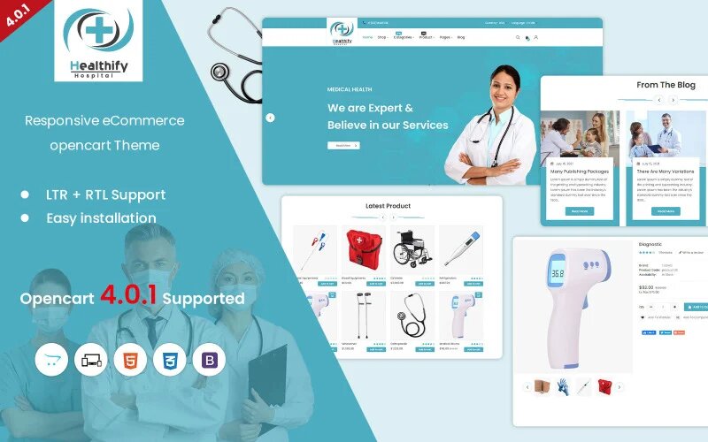 Шаблон OpenCart Healthify Responsive 4.0