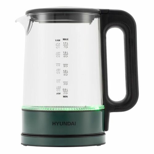 Чайник электрический Hyundai HYK-S4805 темно-зеленый, стекло - фото №1