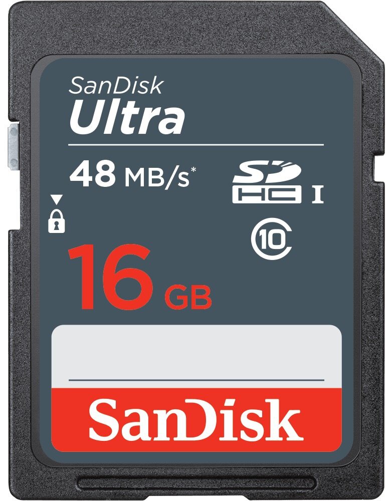 Карта памяти SanDisk SDHC Ultra Class 10 UHS-I U1 (48/10MB/s) 16GB