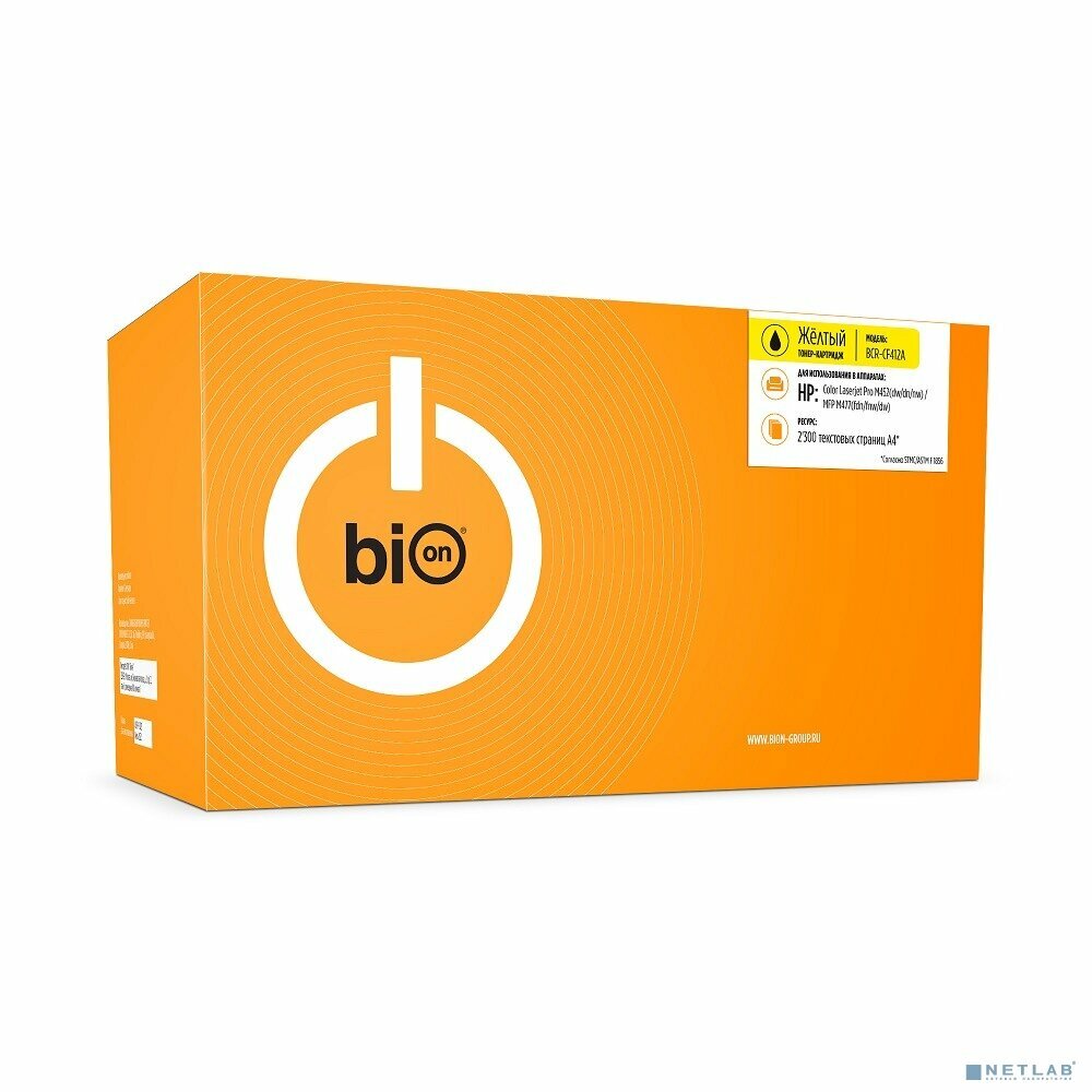 Bion Cartridge Расходные материалы Bion CF412A Картридж для HP Color Laserjet Pro M452dw/452dn/452nw/MFP M477fdn/M477fnw/M477dw (2300 стр.) Желтый, с чипом