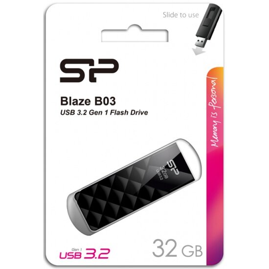 USB флешка SILICON POWER 32Gb Blaze B03 black USB 3.2 Gen 1 (USB 3.0)