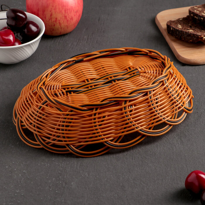 Корзинка для фруктов и хлеба Доляна «Венок», 24×16×6 см, цвет золотистый - фотография № 2
