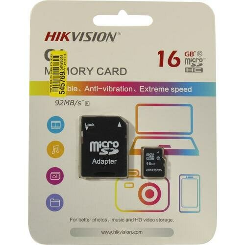 SD карта Hikvision Premier HS-TF-C1-16G+microSD-->SD Adapter