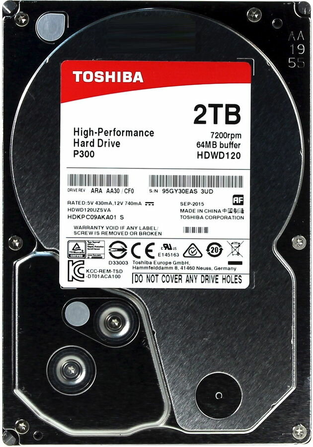   Toshiba HDWD120UZSVA, 2 Tb (64Mb, SATA-III)