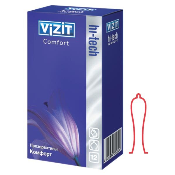 Презервативы VIZIT HI-TECH comfort оригинальной формы, 12 шт