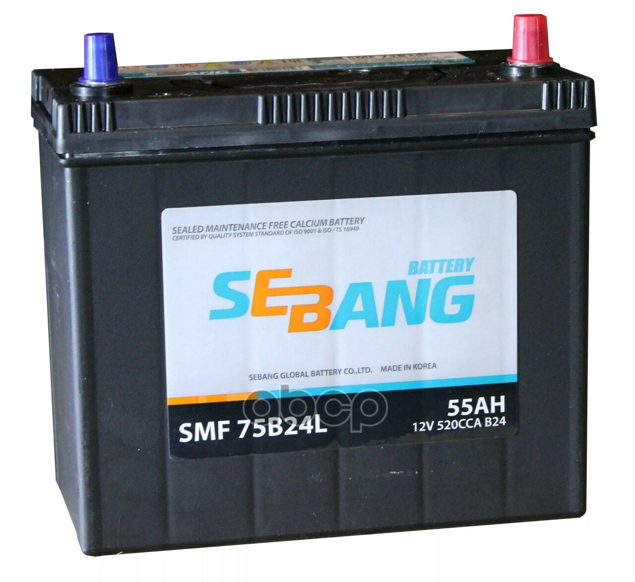 Аккумулятор Sebang Smf 55 А/Ч Обратная R+ En 520a, 238x129x225 75b24l Smf 75b24l SEBANG арт. SMF 75B24L