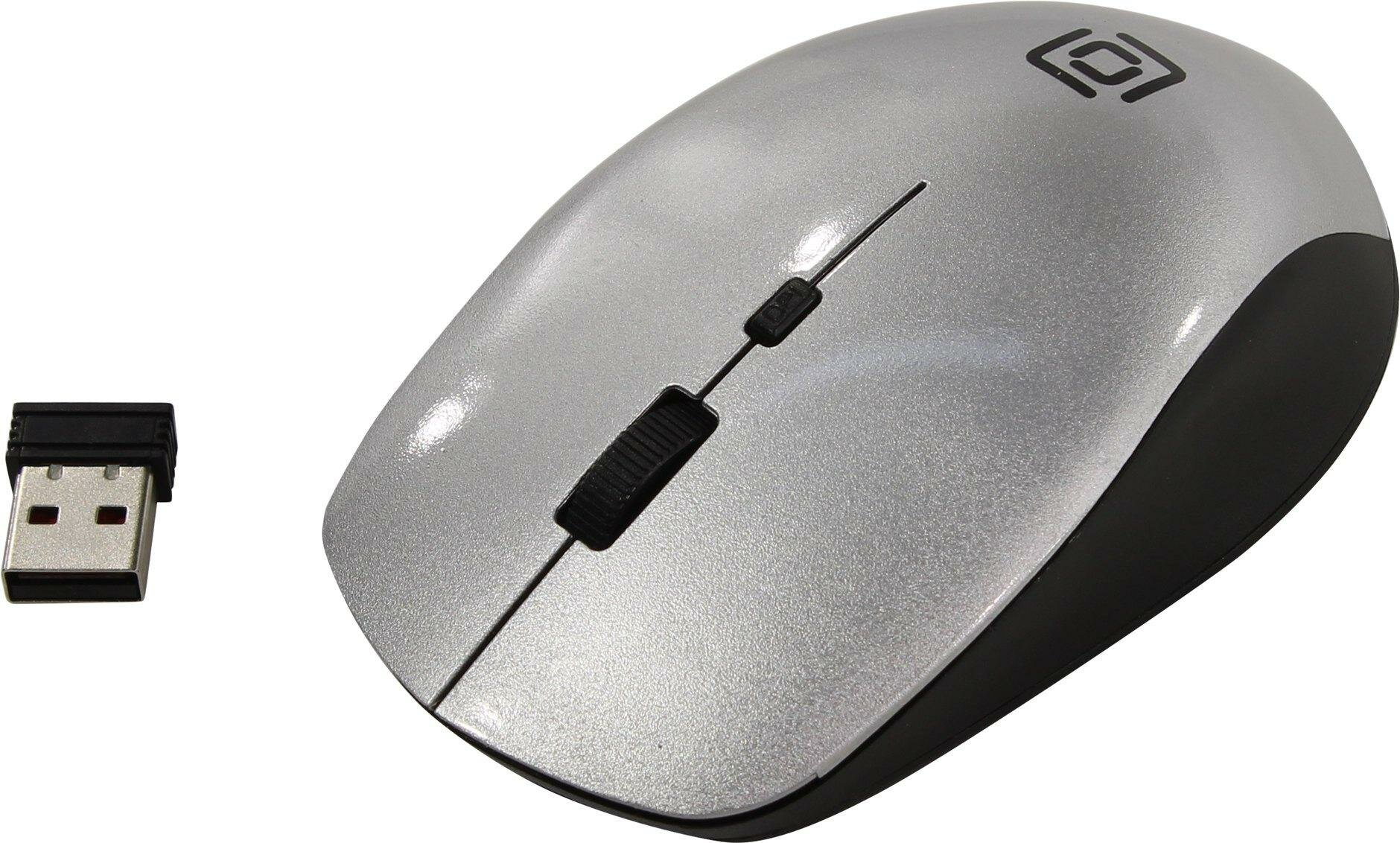 Мышь беспроводная Oklick 565MW glossy чёрный серебристый USB