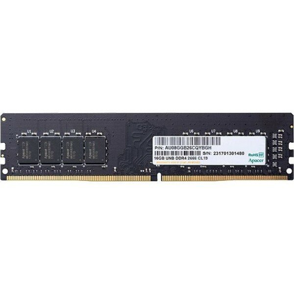 Модуль памяти Apacer DDR4 8GB 2666 EL.08G2V.GNH DIMM Non-ECC, CL19, 1.2V, AU08GGB26CQYBGH, 1R, 1024x8, RTL