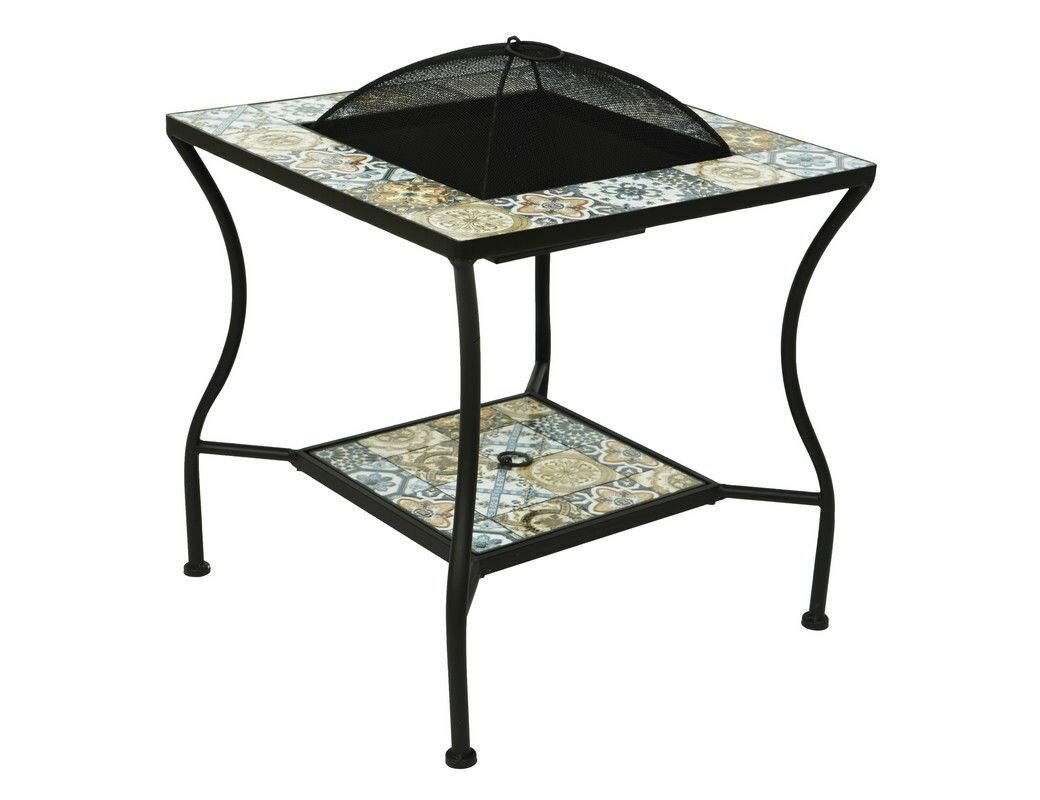Садовый стол с чашей для костра "Тулуза" металл мозаика 54.5x54.5x55 см Kaemingk