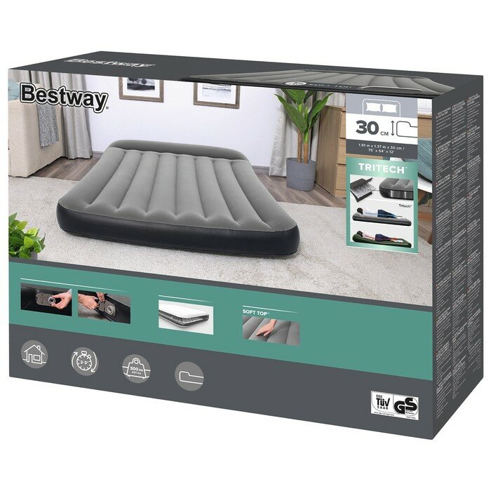 Кровать надувная Tritech, 191 х 137 х 30 см, с встроенным насосом 220-240V, 67462 Bestway - фотография № 8