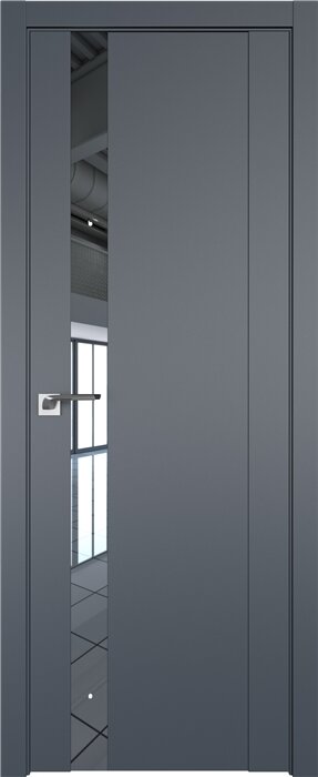 Межкомнатная дверь Профиль Дорс / Модель 62U / Цвет Антрацит / Декоративная вставка Зеркало 200*80