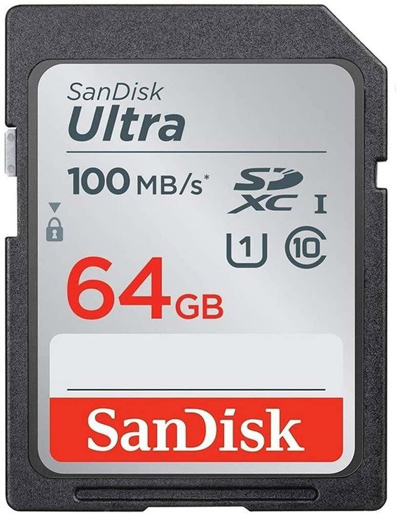 Карта памяти SDXC SanDisk 64Gb Ultra 100MB/s UHS-I SDSDUNR-064G-GN3IN, 1шт.