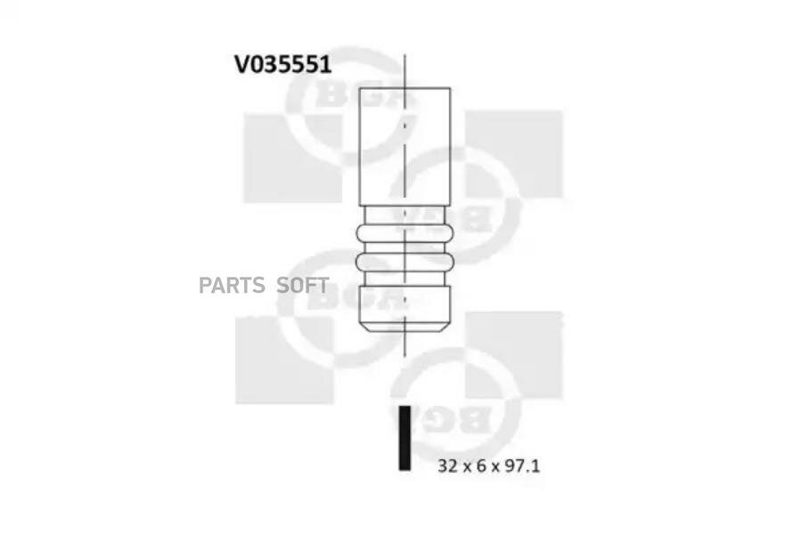 BGA V035551 клапан 32.0x6.0x97.1 IN FRD MONDEO/ESCORT/FIESTA 1.8 16V/2.0 16V ZETEC (III паза) 97 Bga V035551