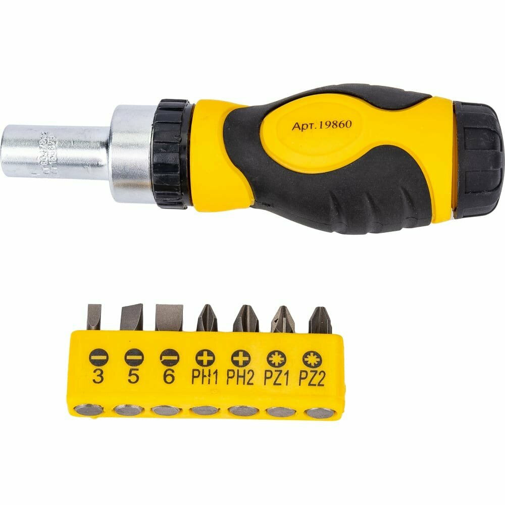 фото Короткая реверсивная отвертка Энкор 19860