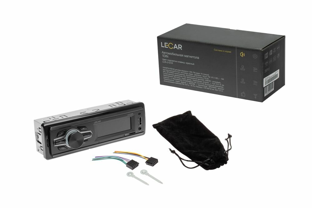 Автомобильная магнитола LCR-2101R 1DIN, подсветка клавиш RED LECAR