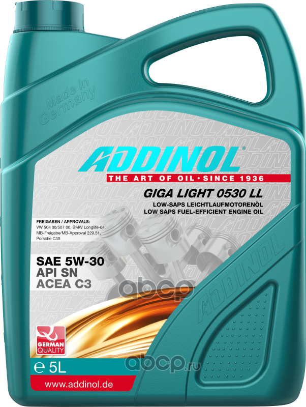 ADDINOL Addinol Giga Light Mv 0530 Ll (5L) Моторное Масло
