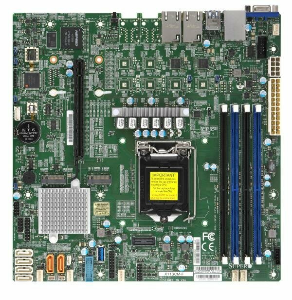 Материнская плата Supermicro X11SCM-F-B MBD-X11SCM-F-B/1x1151/4xDDR4-2666 UDIMM Поддержка ECC 1x M.2,6x SATA 3.0 RAID 0,1,10,5