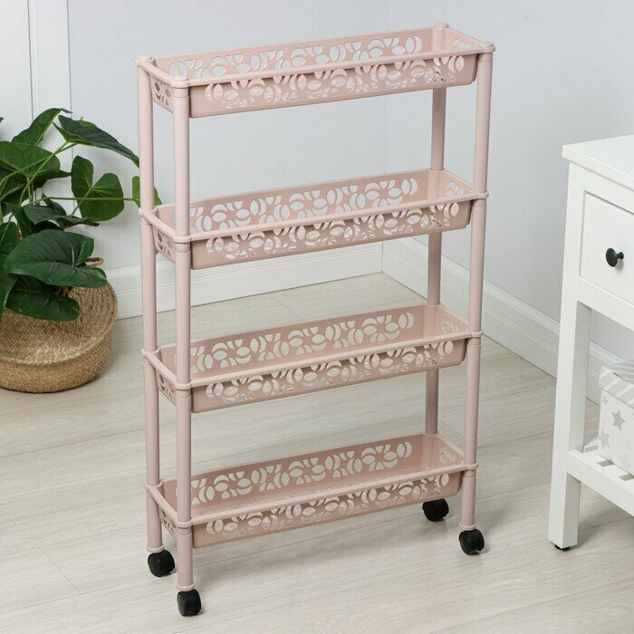 фото Этажерка напольная 4-х секционная BranQ Prima, на колёсиках, цвет микс