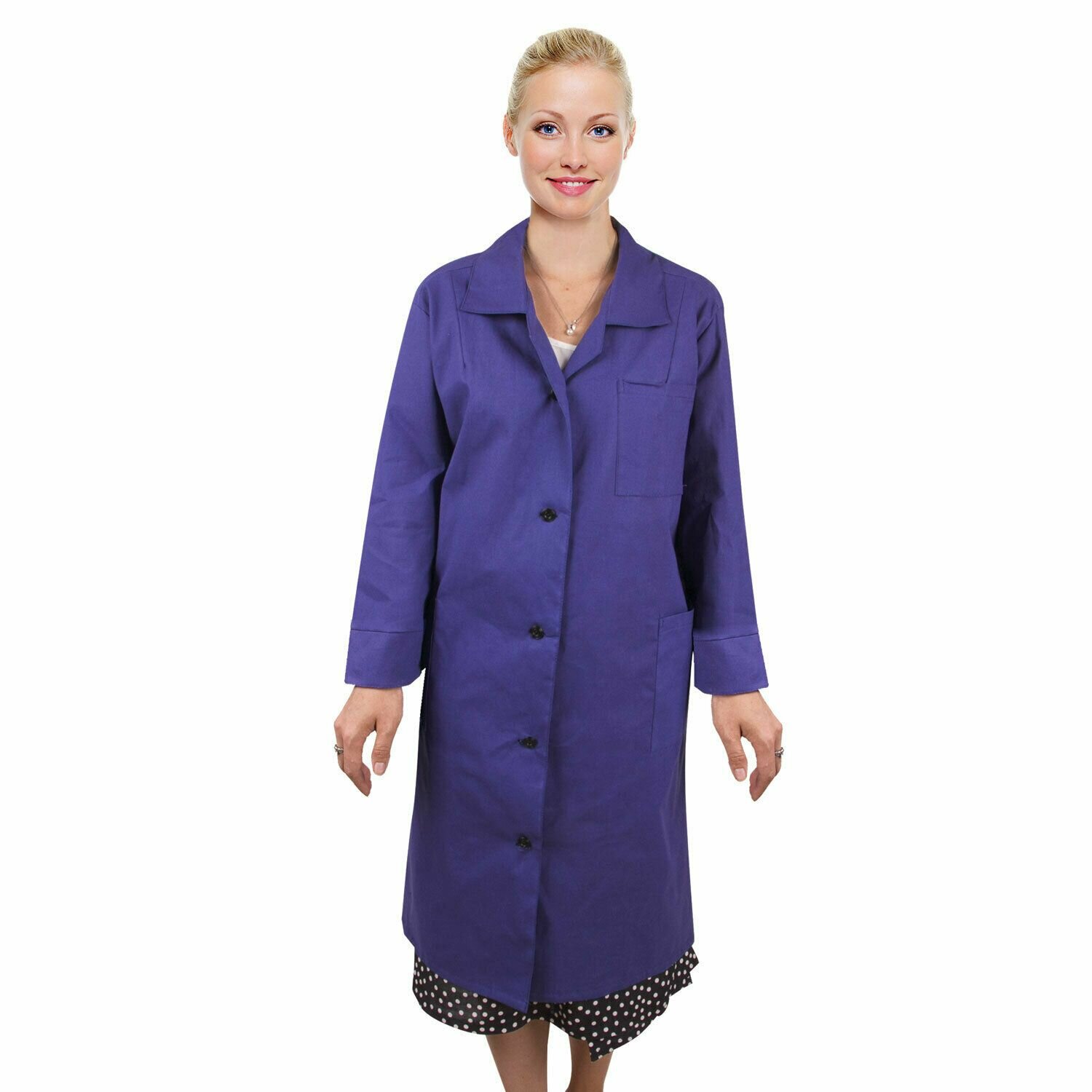 фото Халат рабочий КНР женский, синий, бязь, размер 44-46, рост 170-176, плотность ткани 142 г/м2