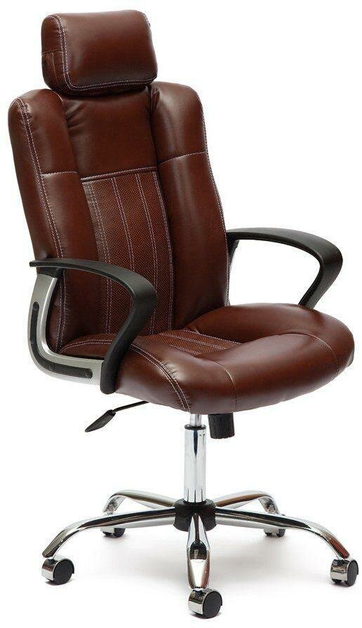 Кресло TetChair Oxford хром кож/зам, коричневый 2 TONE/коричневый перфорированный 2 TONE