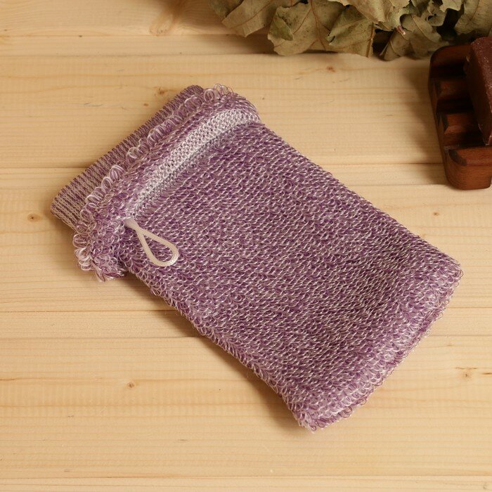 фото Мочалка банная с ручками "Banika", фиолетовая, полиэстер, 20х10см