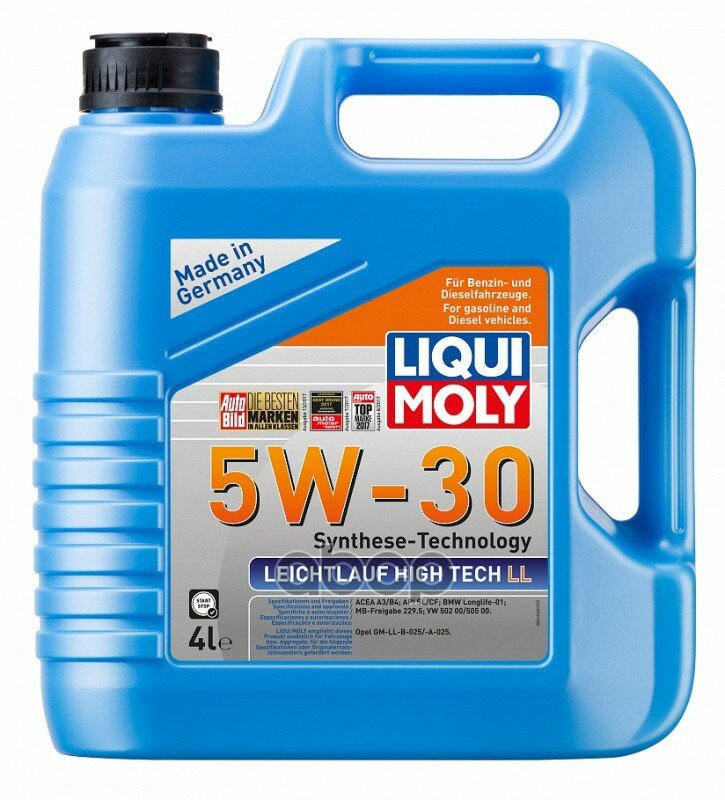 Liqui moly 39006 Liquimoly Масло Моторное Leichtlauf High Tech Ll 5w-30 Cf/Sl A3/B4 (4л), Шт