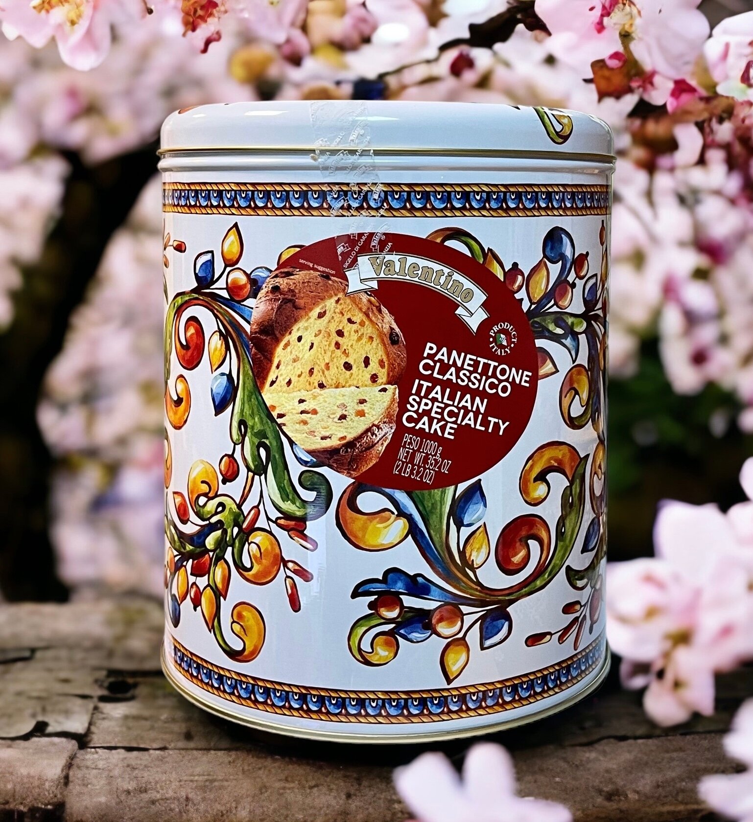 Кекс VALENTINO Рождественский Panettone с изюмом и цукатами жесть 1000г, Италия