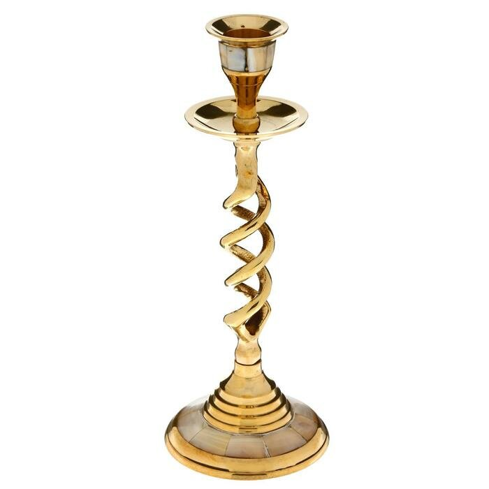 Подсвечник на 1 свечу "Спираль" с перламутром 20,5 см (1шт.) - фотография № 3