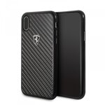 Карбоновый чехол-накладка для iPhone X/XS Ferrari Heritage Real carbon Hard, черный (FEHCAHCPXBK) - изображение