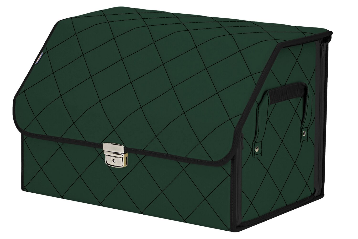 Органайзер-саквояж в багажник "Союз Премиум" (размер L). Цвет: зеленый с черной прострочкой Ромб.