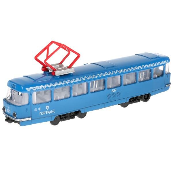 Трамвай Технопарк Гортранс синий инерционный свет звук СТ12-463-2-ВL-WВ