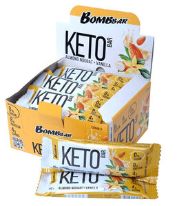 Фото Bombbar Кето Батончик Keto Bar, 10шт по 40г (Миндальная нуга и ваниль) / Для кето диеты, для похудения