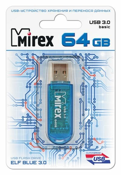 Флешка 64Gb Mirex Elf USB 3.0 синий 13600-FM3BEF64