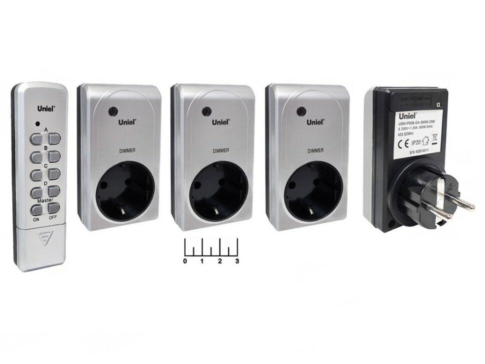 фото Розетка электрическая 4* с дистанционным управлением 300W Uniel USH-P006-G4