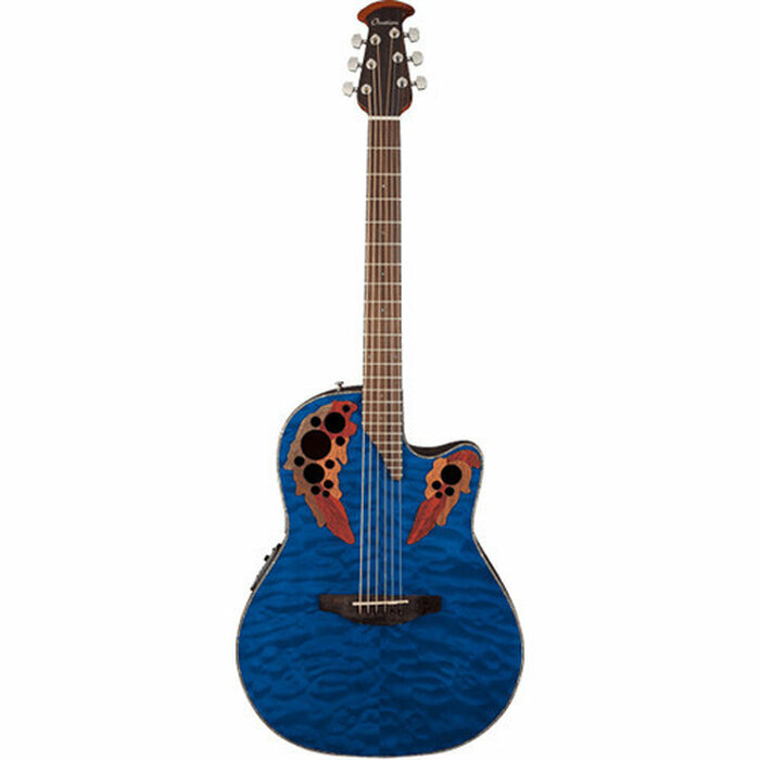 Гитара электроакустическая Ovation Elite Plus Celebrity Mid-Depth-Trans-Blue Quilt CE44P-8TQ