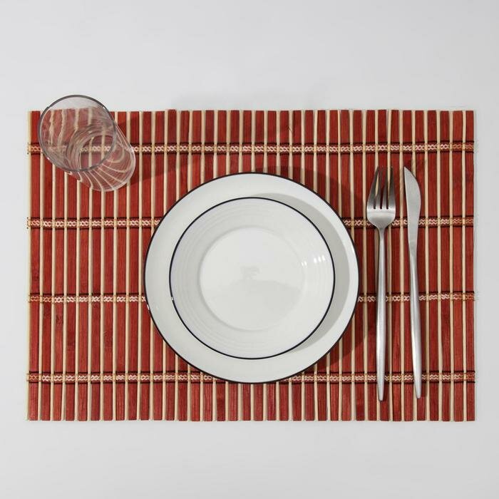 Салфетка сервировочная на стол «Соломка», 43×30 см, цвет бордовый - фотография № 1